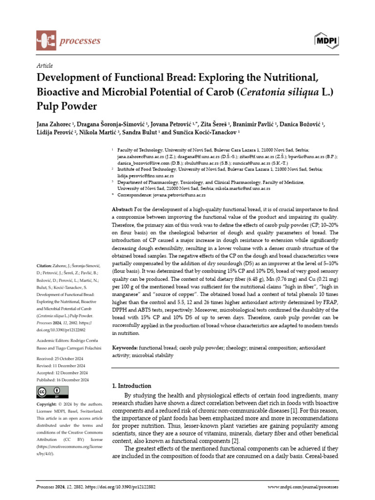 Development of Functional Bread Exploring The Nutr | PDF | Breads | Flour