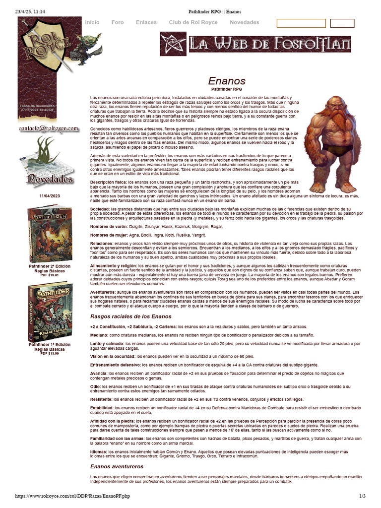 Enanos en Pathfinder RPG | PDF | Duendes | Alquimia