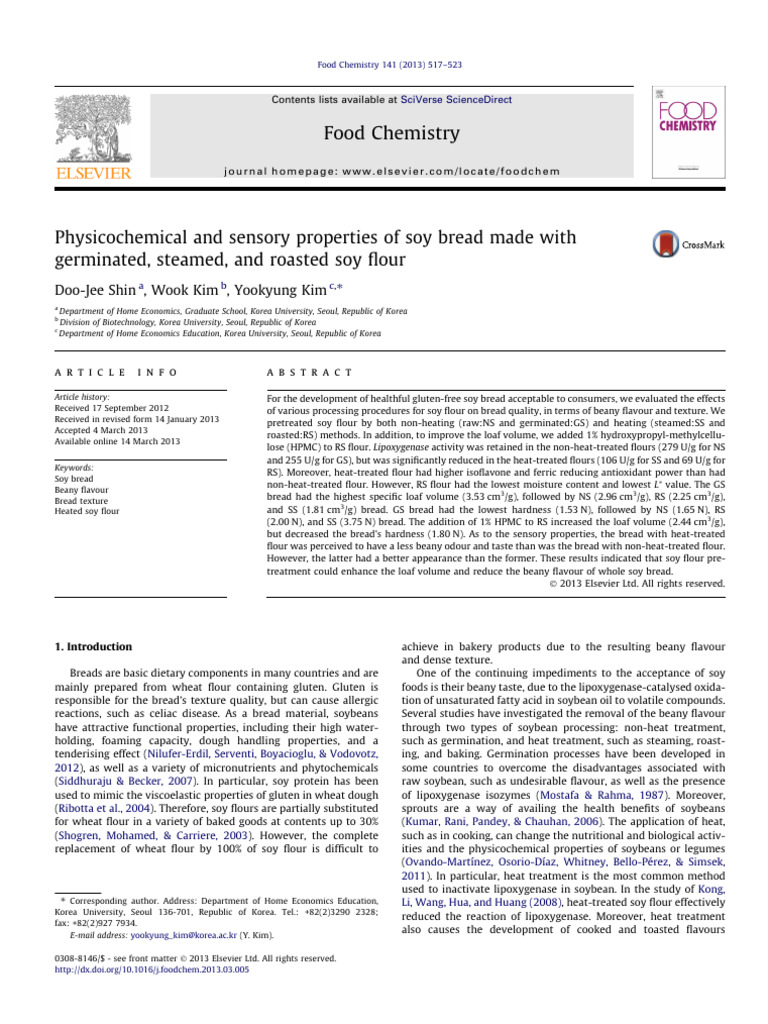 Soy Bread: Effects of Processing Methods | PDF | Soybean | Breads