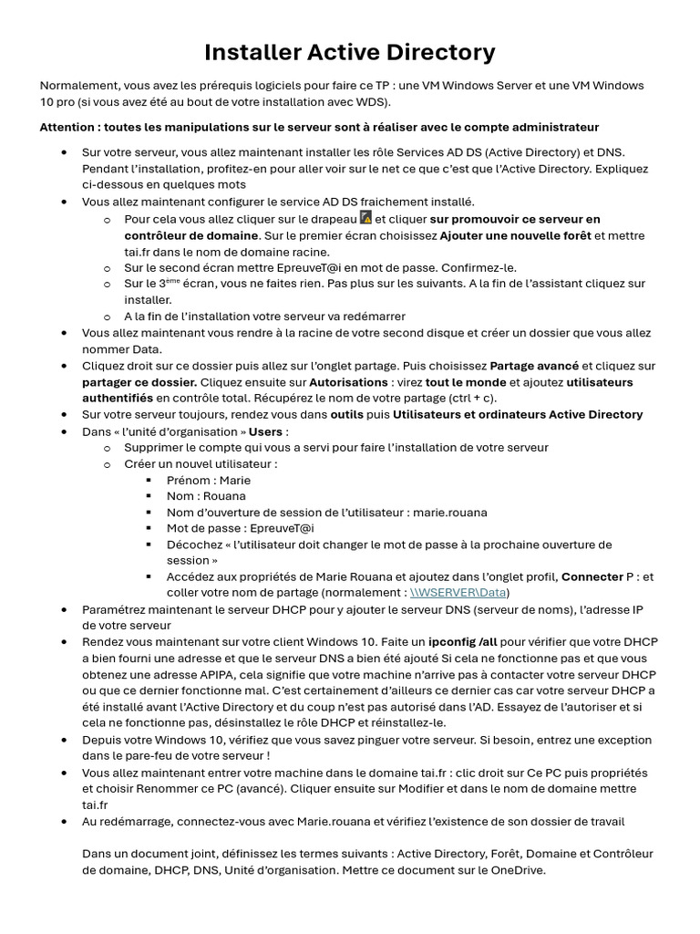 Installer Active Directory sur Windows 10 | PDF | Active Directory ...