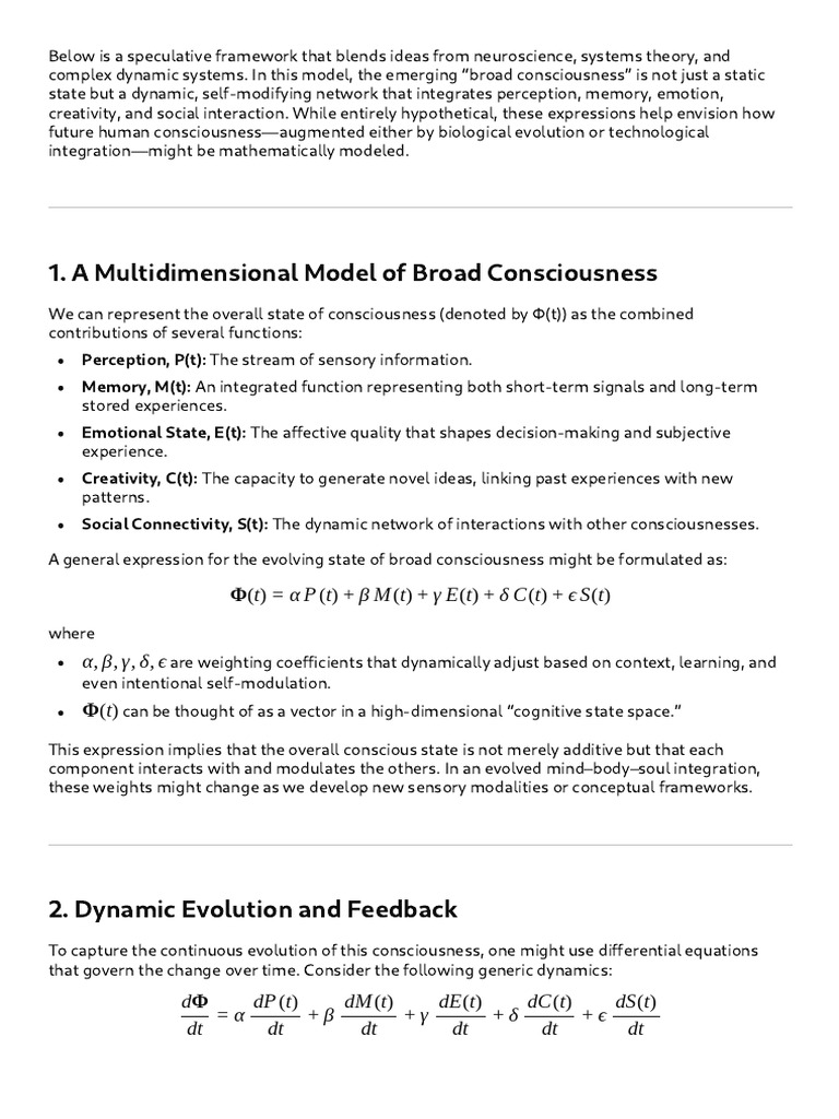 Dynamic Model of Broad Consciousness | PDF | Consciousness ...