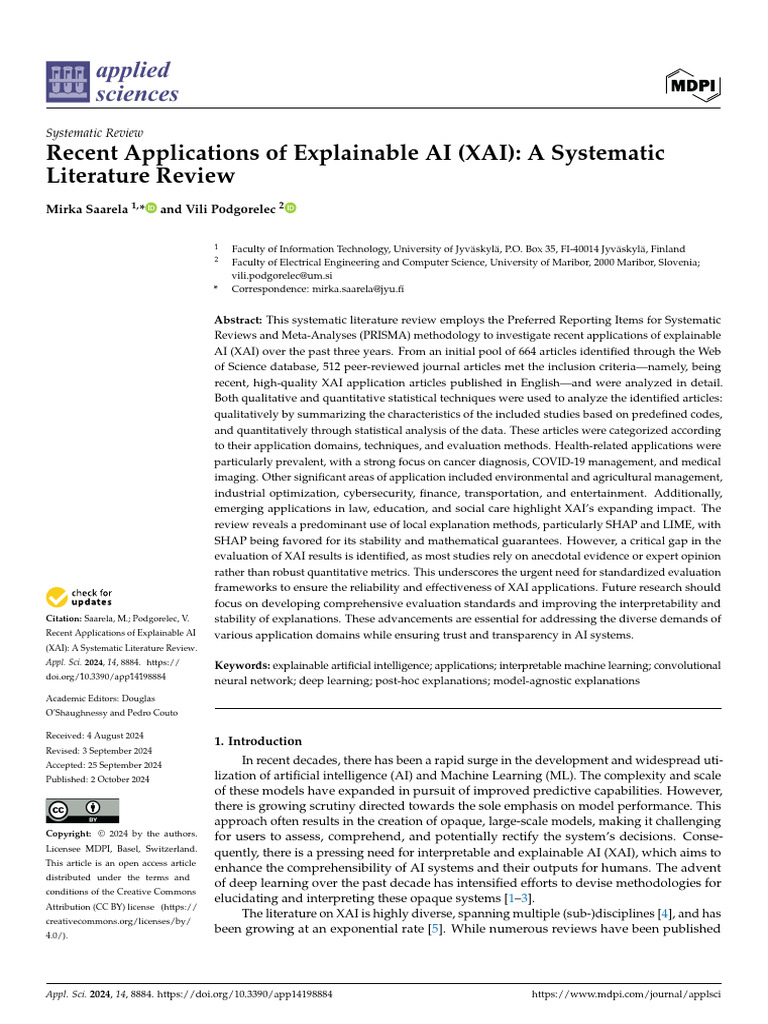 applsci-14-08884 | PDF | Systematic Review | Artificial Intelligence
