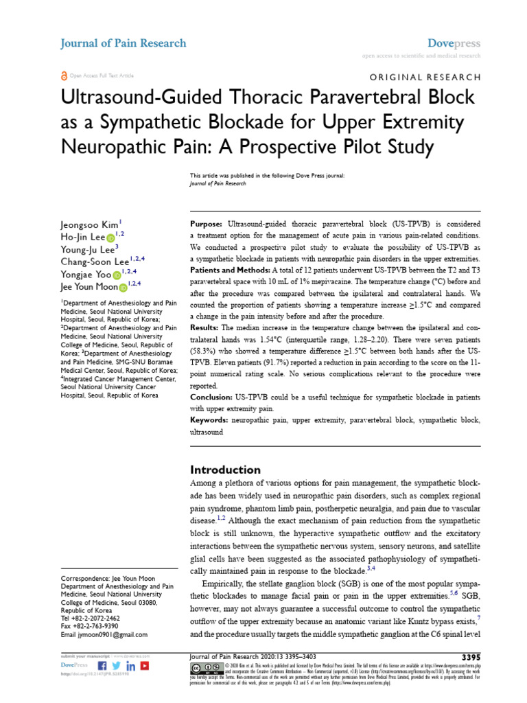 Ultrasound-Guided Thoracic Paravertebral Block As | PDF | Pain ...