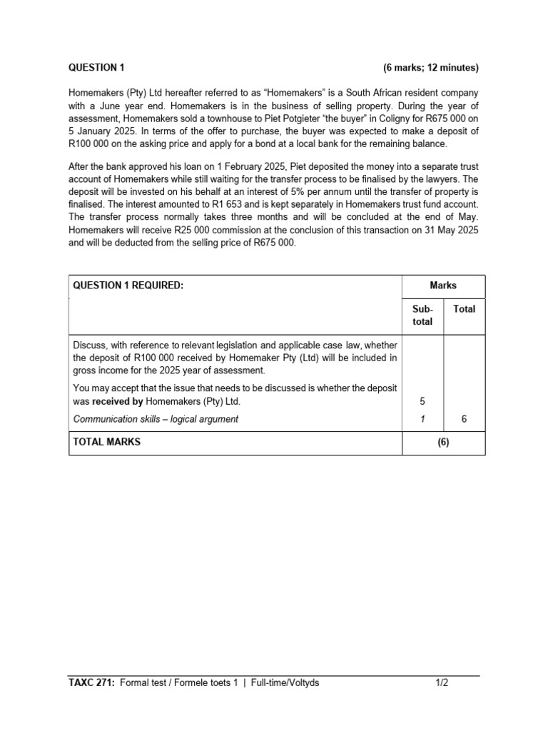 TAXC+271+TEST+1+2020+ 2025+update +q1+and+2 | PDF | Banks | Private Sector