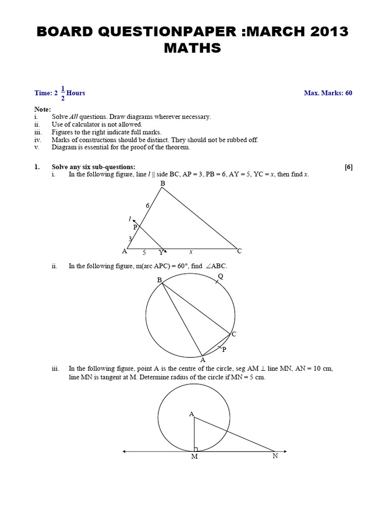 2013 Maths Board Exam Question Paper | PDF | Triangle | Classical Geometry
