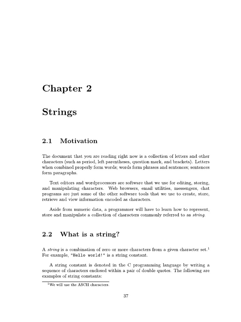 Chapter 2 Strings CCPROG2 Course Notes | PDF