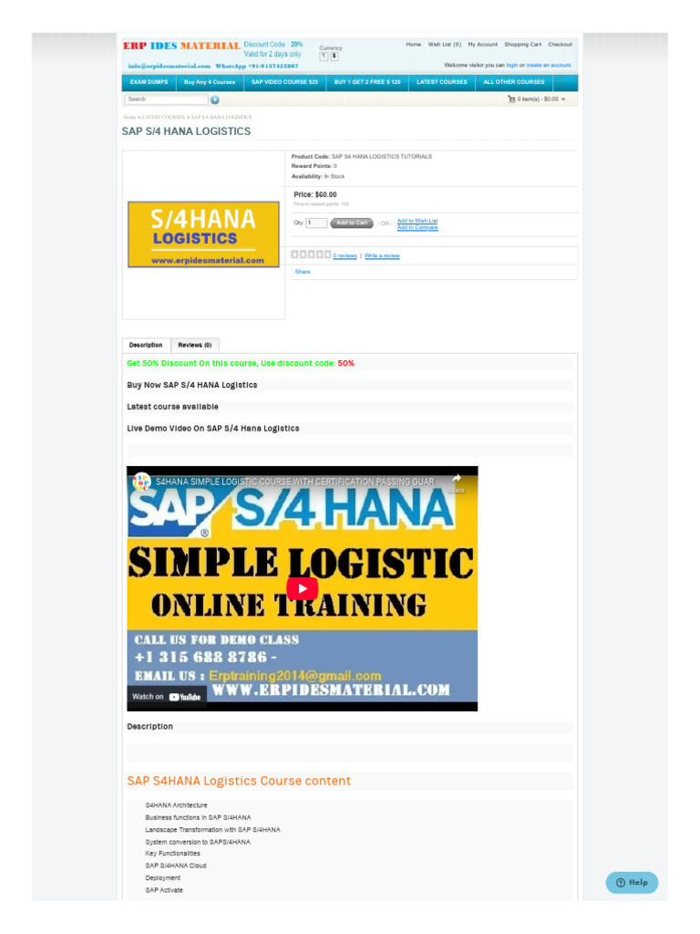 SAP S/4 HANA Logistics Course Overview | PDF | Cloud Computing | Computing