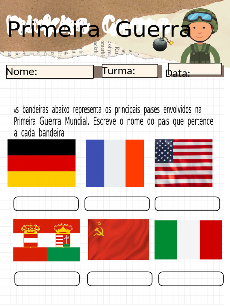 Atividades sobre a Primeira Guerra Mundial | PDF