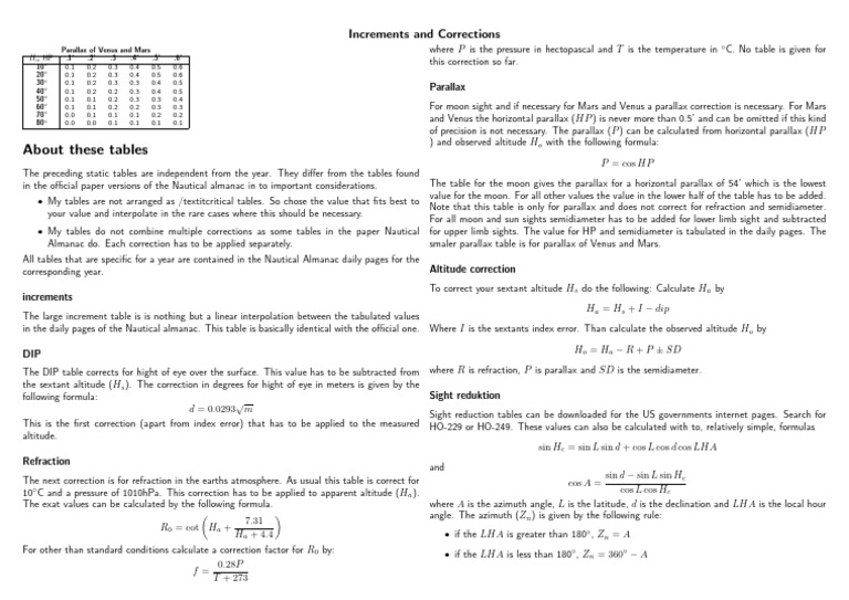 Increments and Corrections for Navigation | PDF | Astronomy