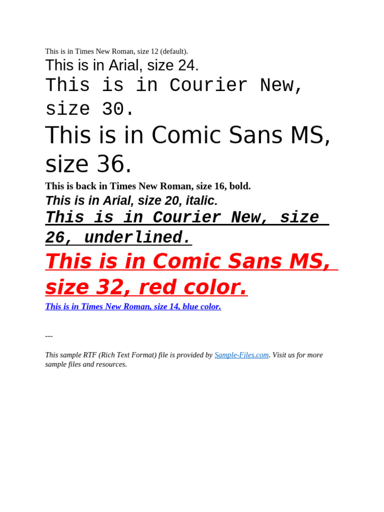 Rich Text Format Sample Document | PDF