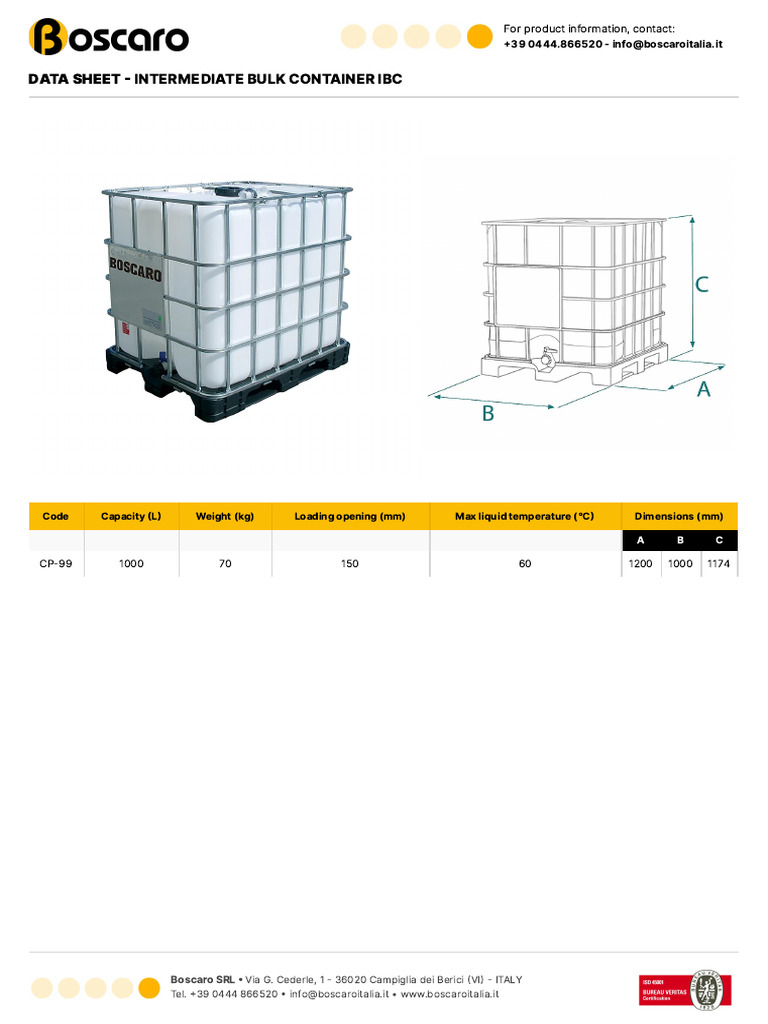 Intermediate Bulk Container Specifications | PDF