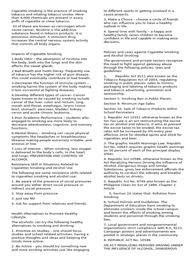 Health Risks of Smoking and Alcohol Use | PDF | Smoking | Tobacco Smoking