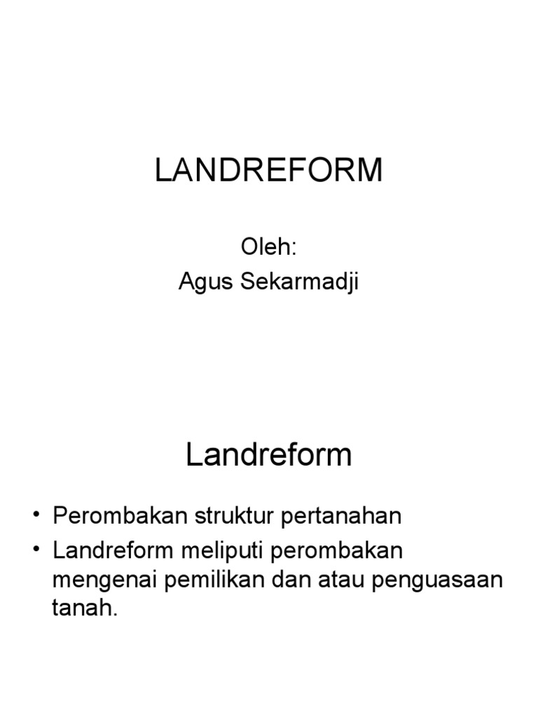 Landreform: Struktur dan Ketentuan Pertanian | PDF