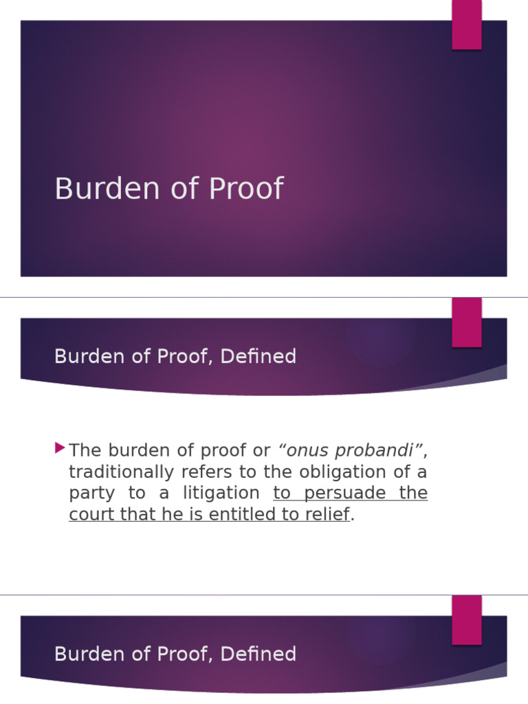 Understanding the Burden of Proof | PDF | Burden Of Proof (Law ...