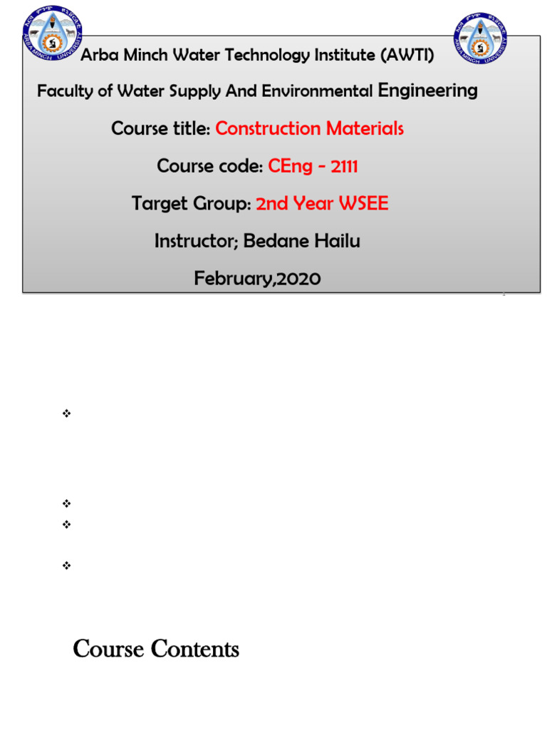 Construction Materials Course Overview | PDF | Deformation (Engineering ...