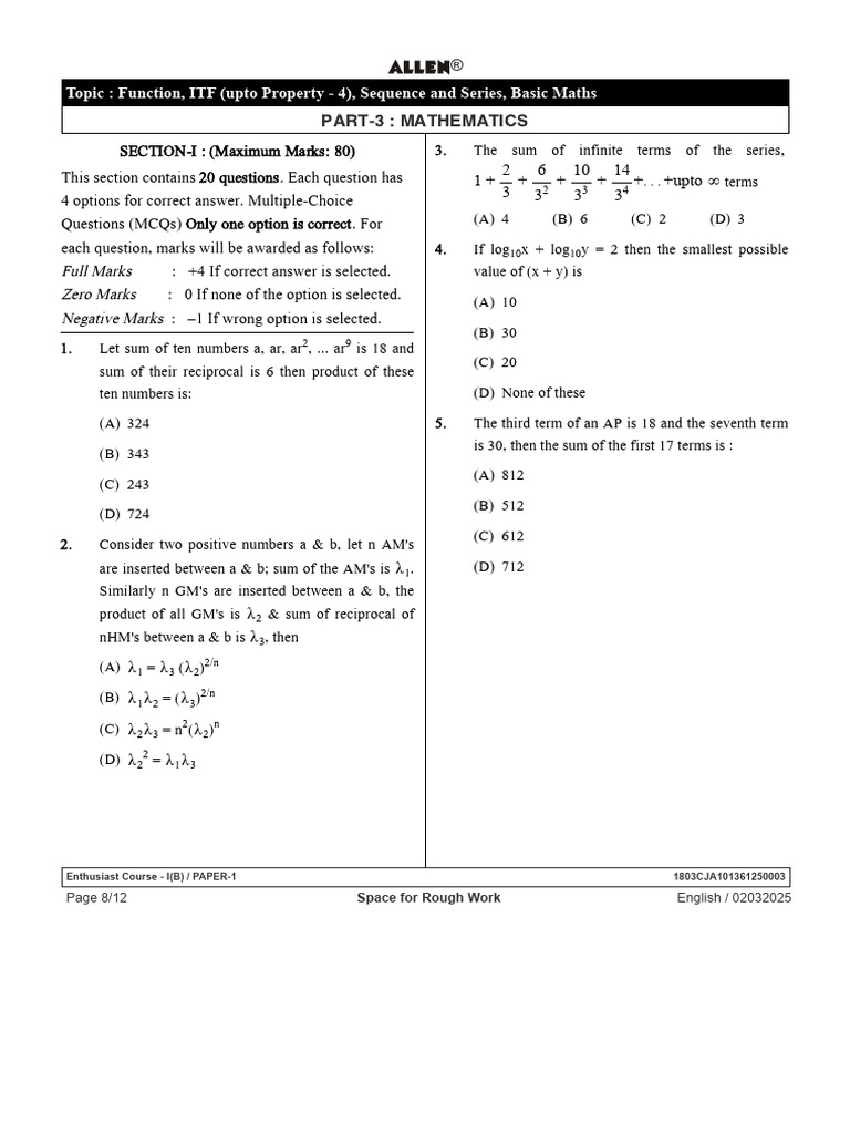 0203 Maths May | PDF | Numbers | Function (Mathematics)