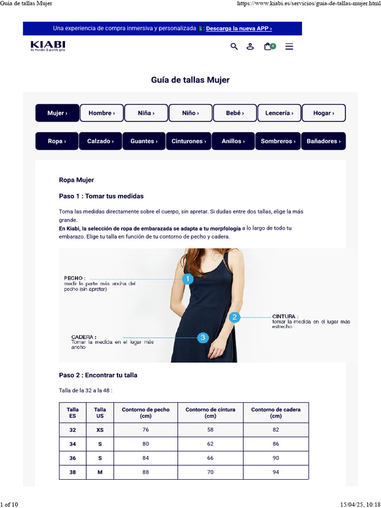Guía de Tallas Ropa Mujer Kiabi | PDF | Moda | Estética