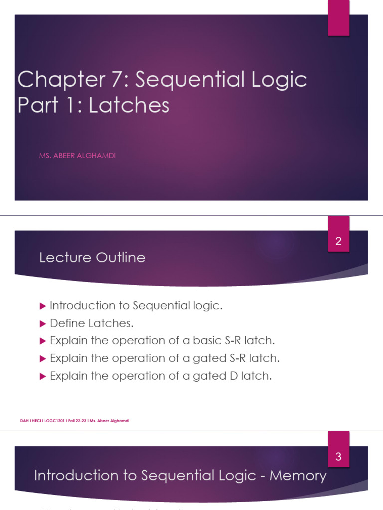 Understanding Latches in Sequential Logic | PDF | Computer Data Storage ...