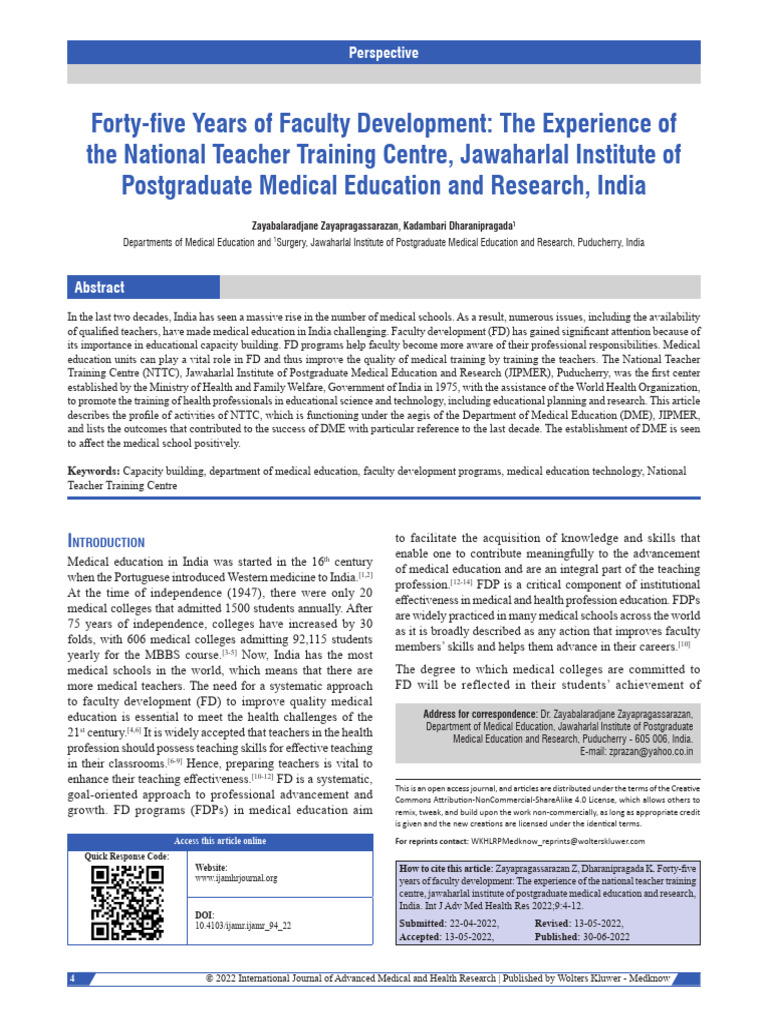 Faculty Development in Indian Medical Education | PDF | Program ...