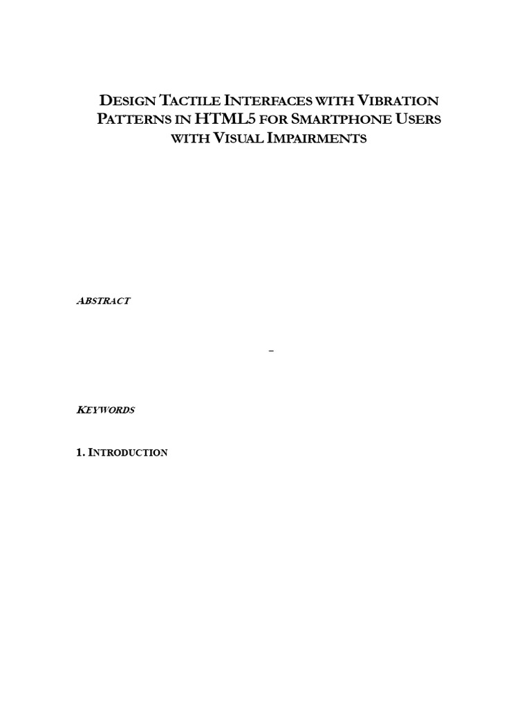 Tactile Vibration Interfaces for the Visually Impaired | PDF ...
