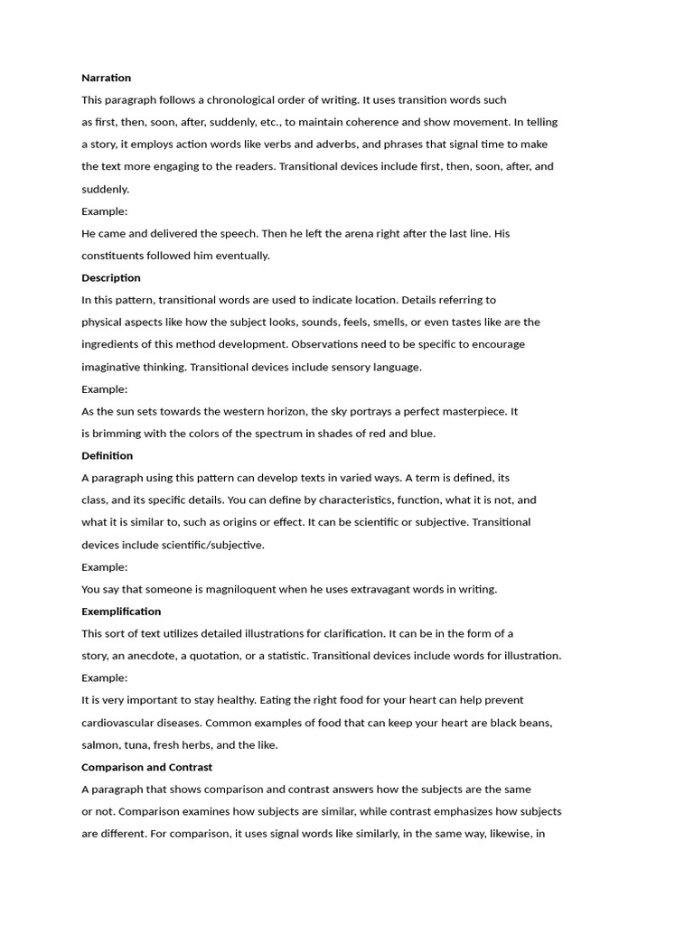 Writing Techniques and Transitional Devices | PDF | Word