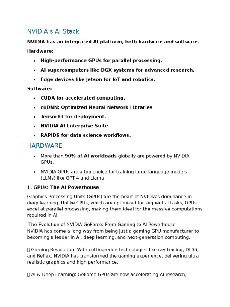 NVIDIA's AI Stack | PDF | Graphics Processing Unit | Artificial ...