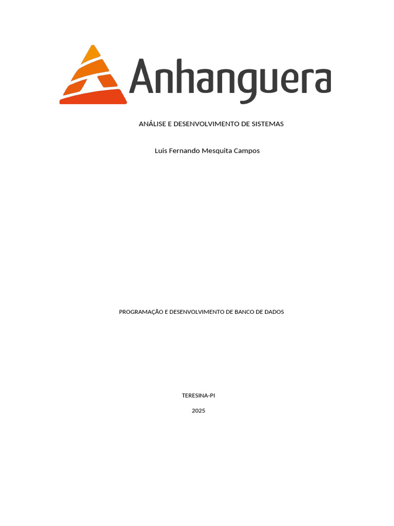 Desenvolvimento de Banco de Dados SQL | PDF | Bancos de dados | SQL