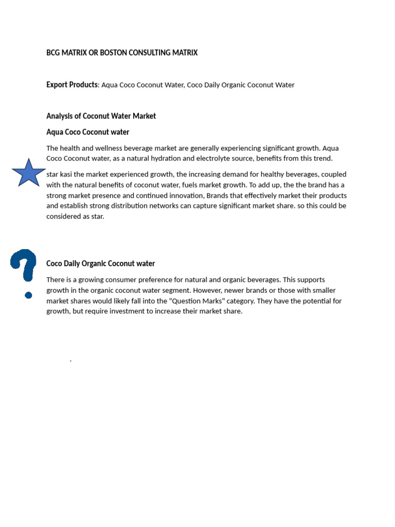 BCG Matrix Analysis of Coconut Water | PDF