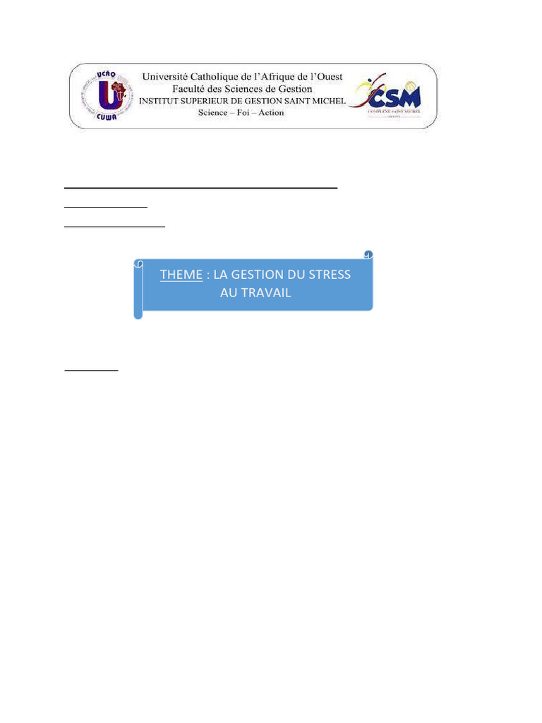 Gestion du Stress au Travail : Causes et Solutions | PDF | Syndrome d ...