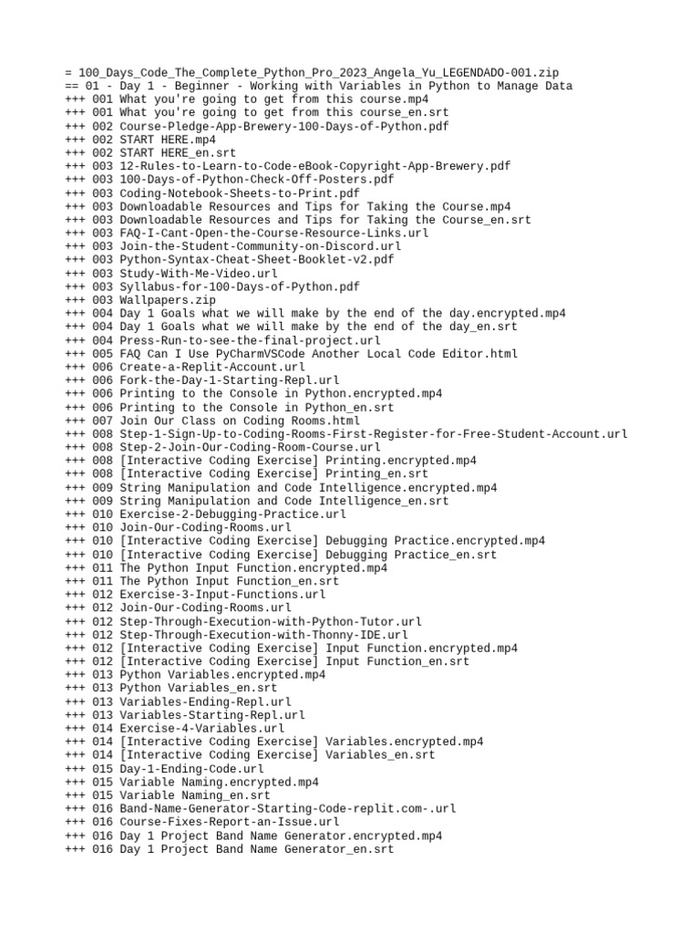 100 Days Code The Complete Python Pro 2023 Angela Yu LEGENDADO | PDF ...