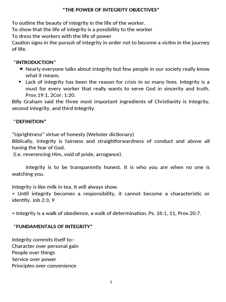 Embracing Integrity in the Workplace | PDF | Integrity | Religious ...