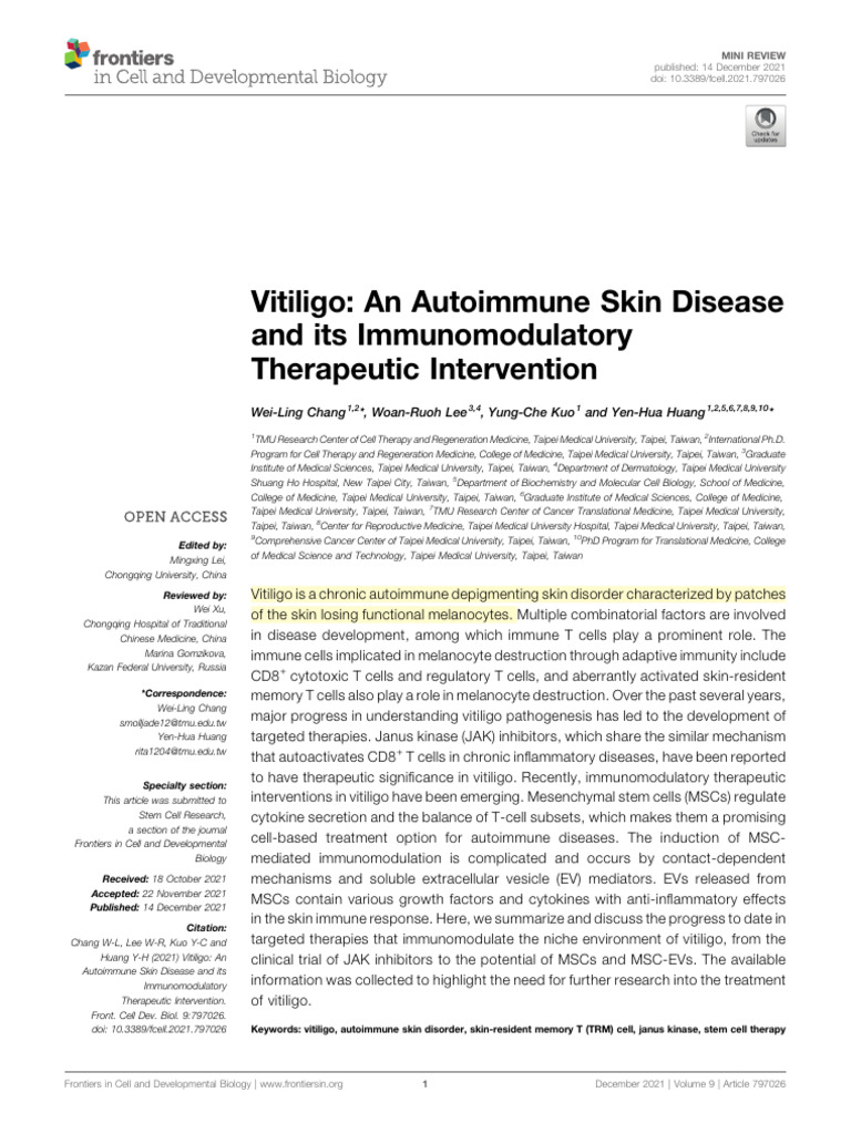 Vitiligo: Autoimmune Skin Disease Insights | PDF | Immunotherapy ...