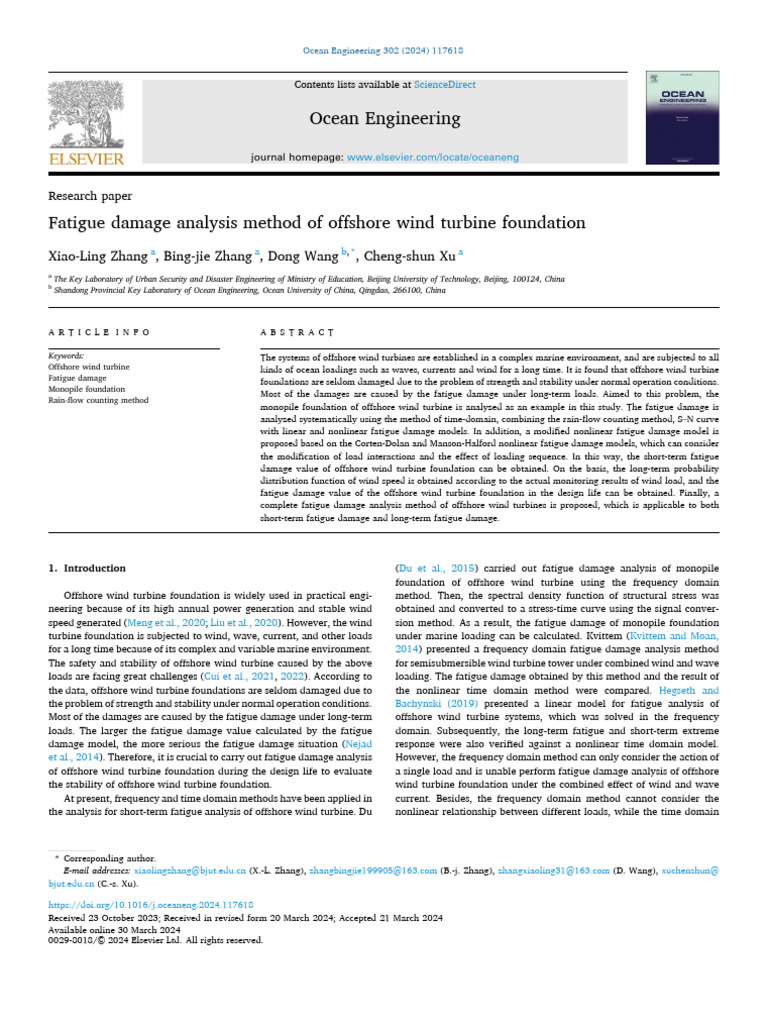 Offshore Wind Turbine Foundation Fatigue Analysis | PDF | Fatigue ...