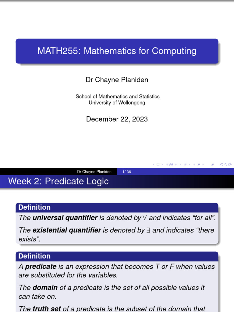Predicate Logic in Mathematics for Computing | PDF | Argument | Mathematics