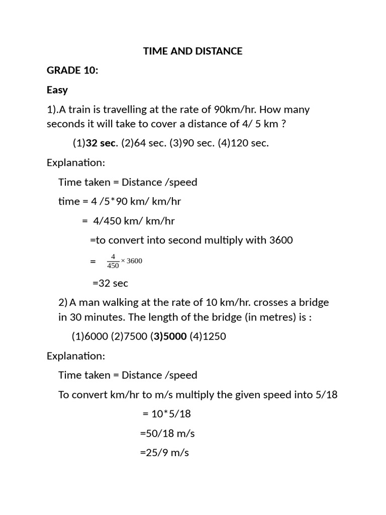 Time and Distance Content | PDF | Speed | Length
