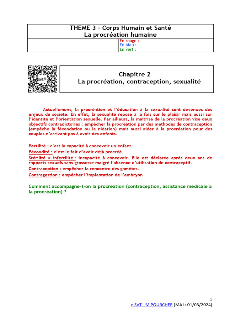 Chapitre 3 Procreation | PDF | Progestérone | Procréation médicalement ...