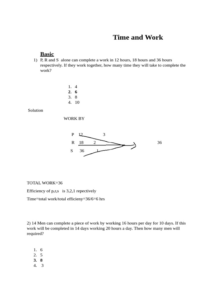 Time and Work Problems Explained | PDF