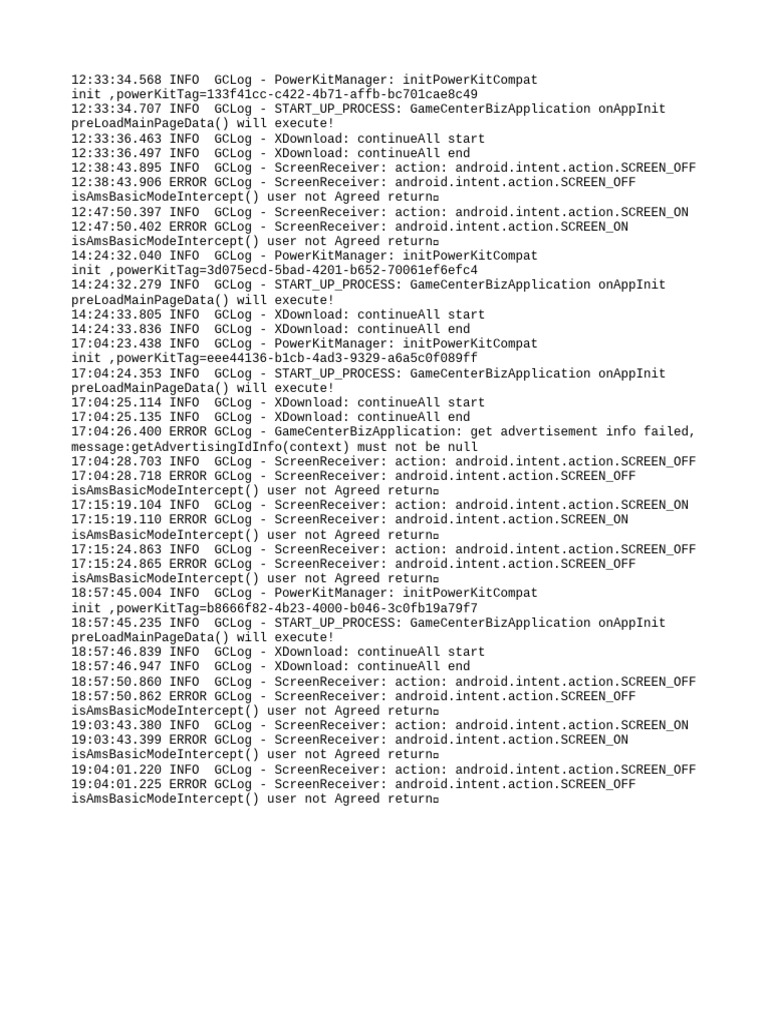GameCenterBizApplication Log Errors | PDF