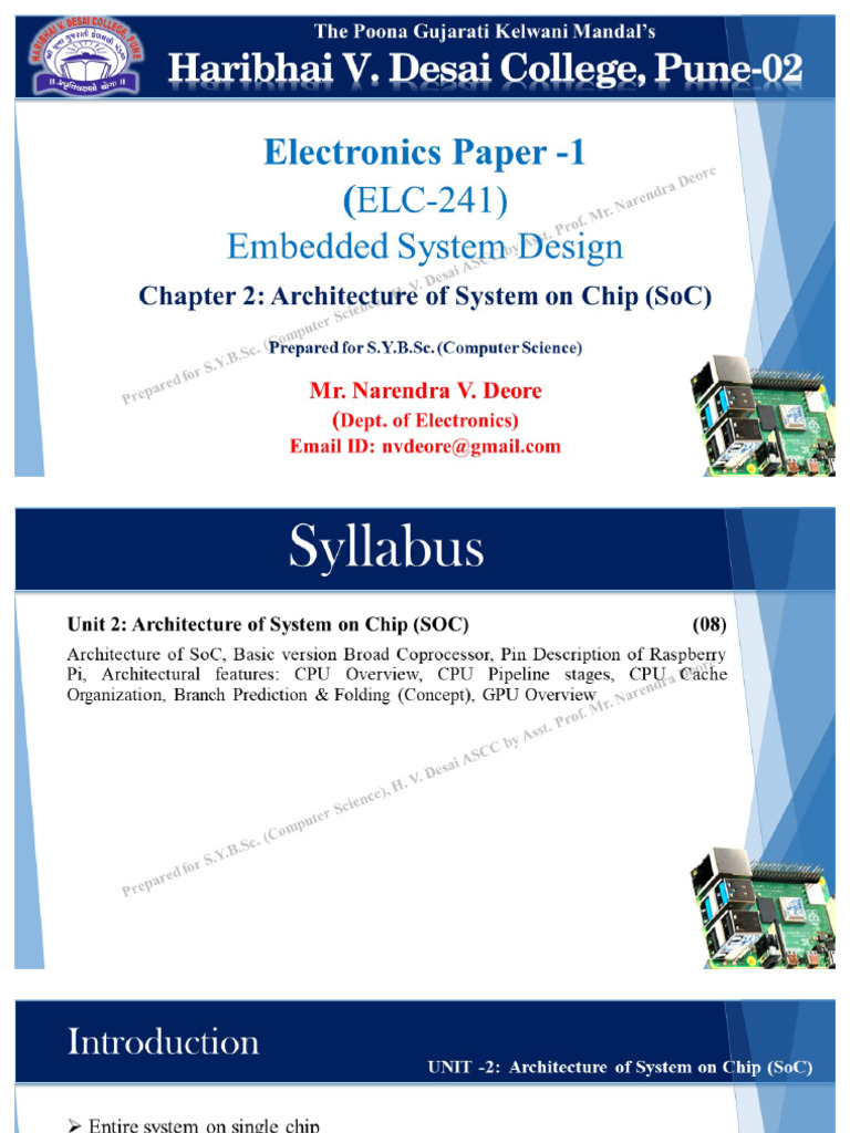 SY E1 SEM 4 CH2 Architecture of System On Chip | PDF