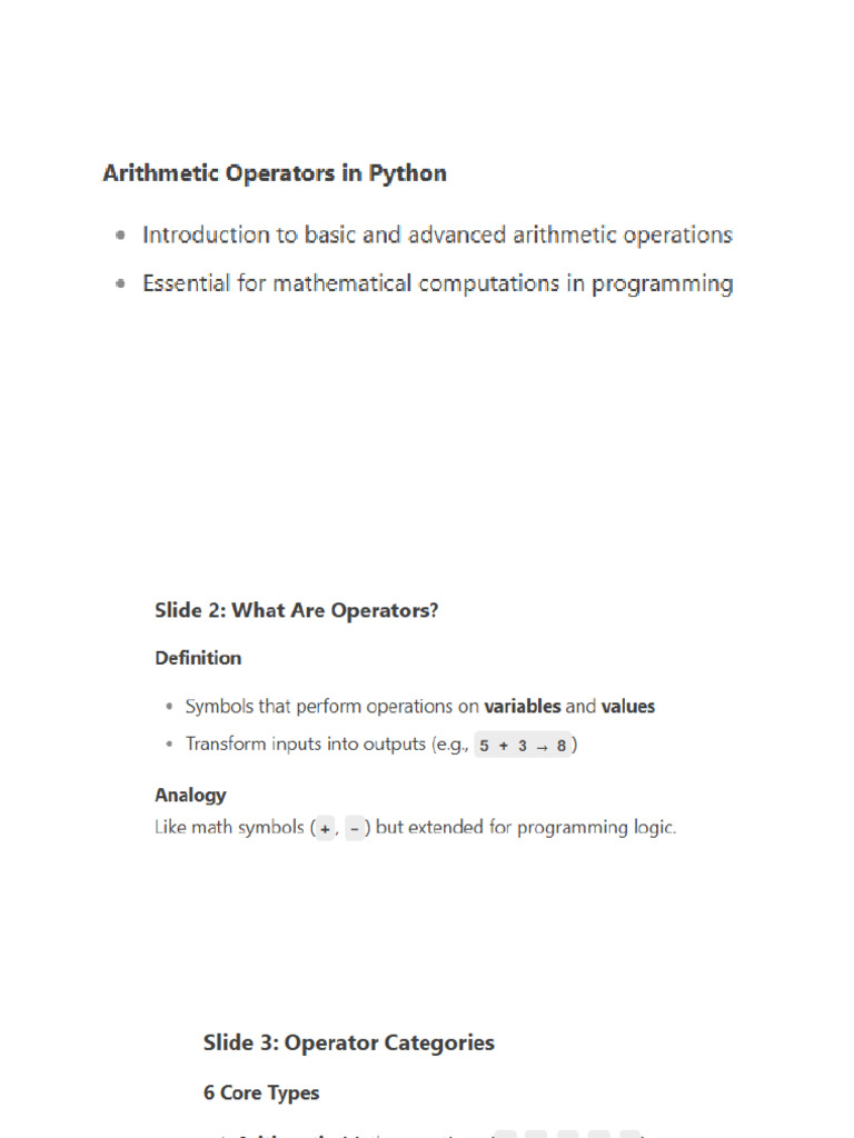 Notes - Lec4 - Arithmetic Operators | PDF