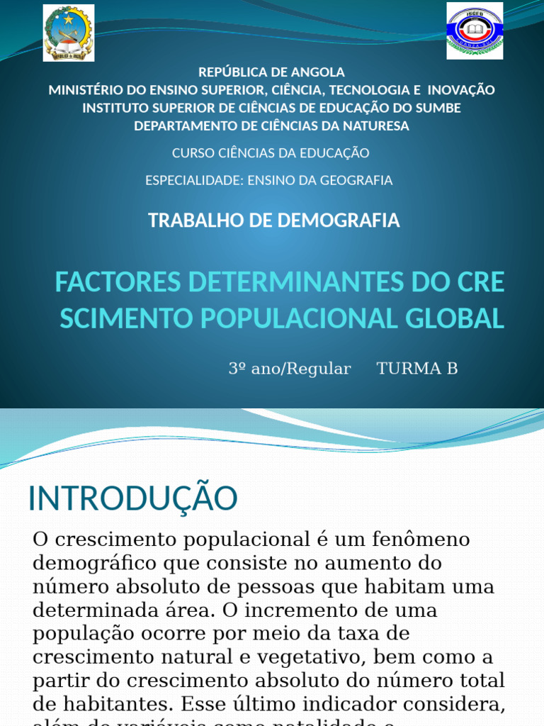 Fatores do Crescimento Populacional Global | PDF | Crescimento ...