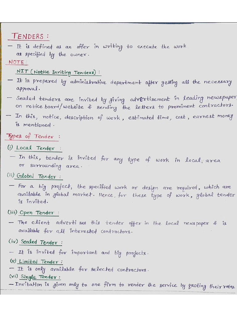 Tender | PDF