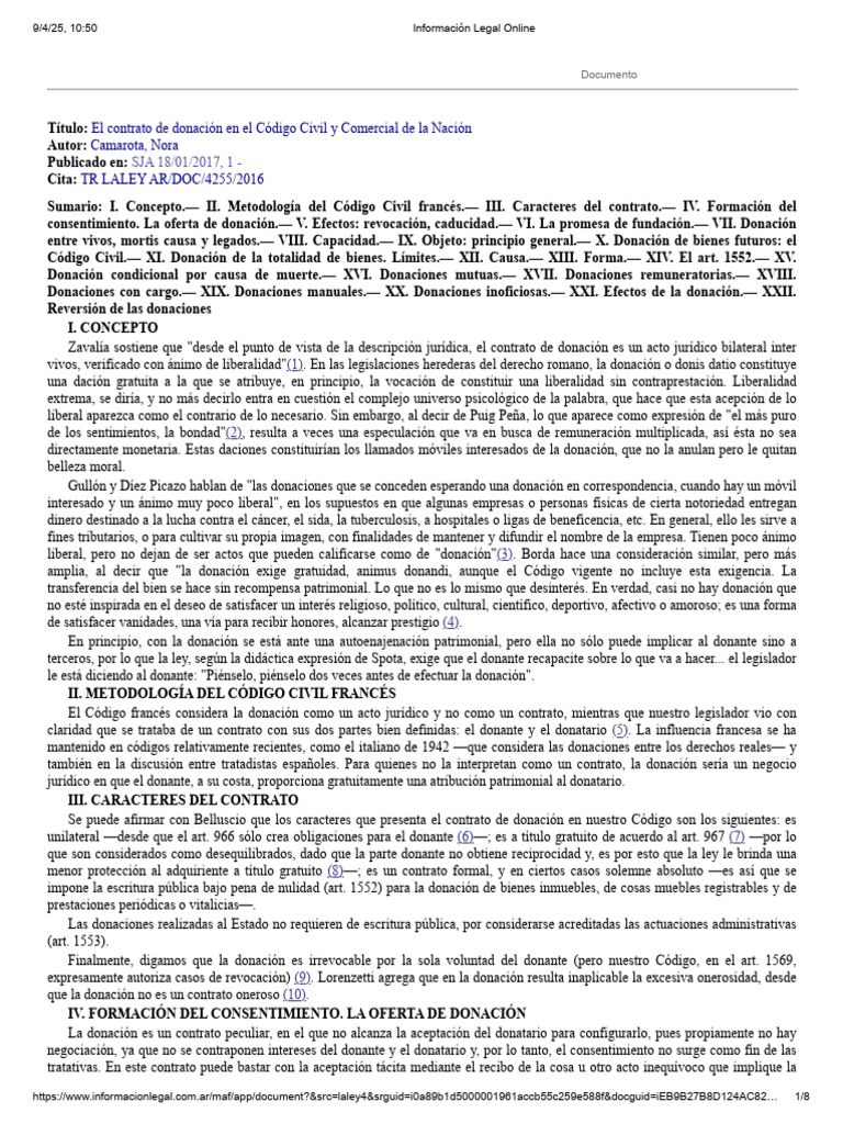 Contrato de donación en el Código Civil | PDF | Donación