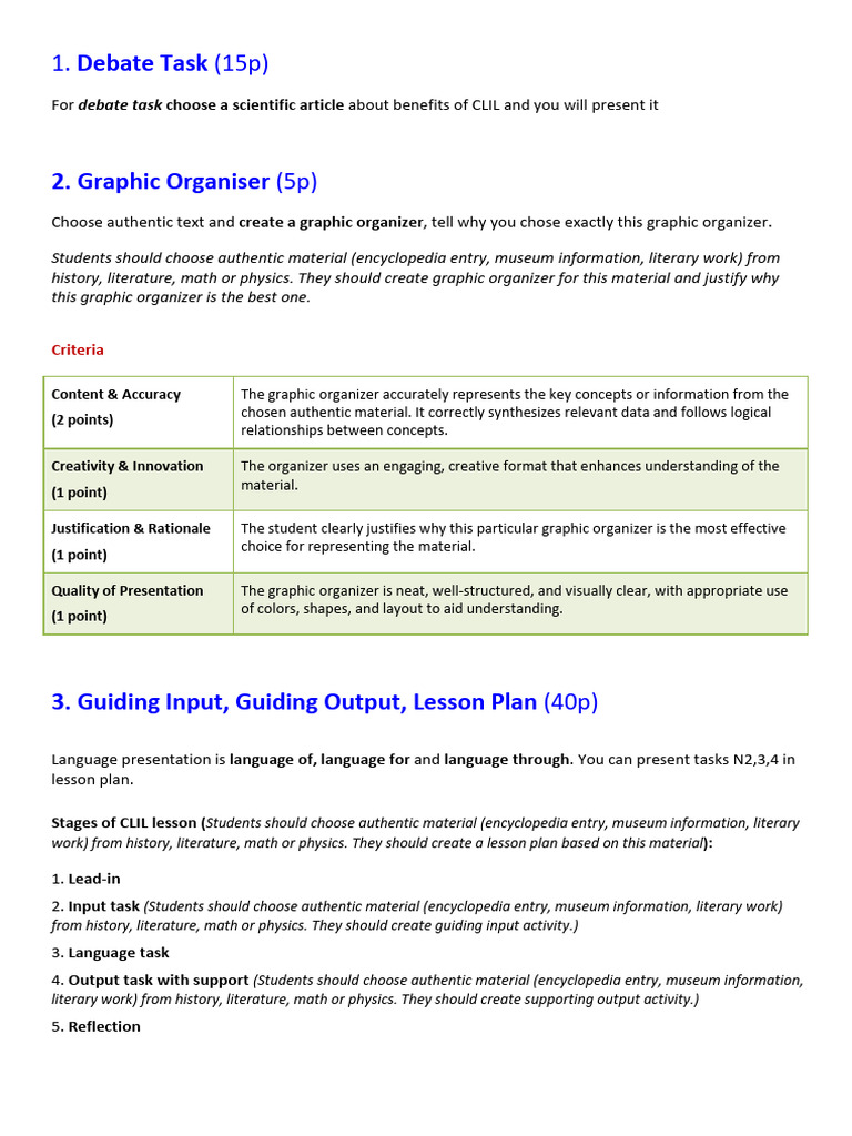 CLIL - Task Descriptions+Criteria | PDF | Creativity | Information