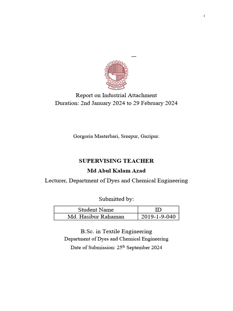 Internship Report at FTML 2024 | PDF | Textiles | Dyeing