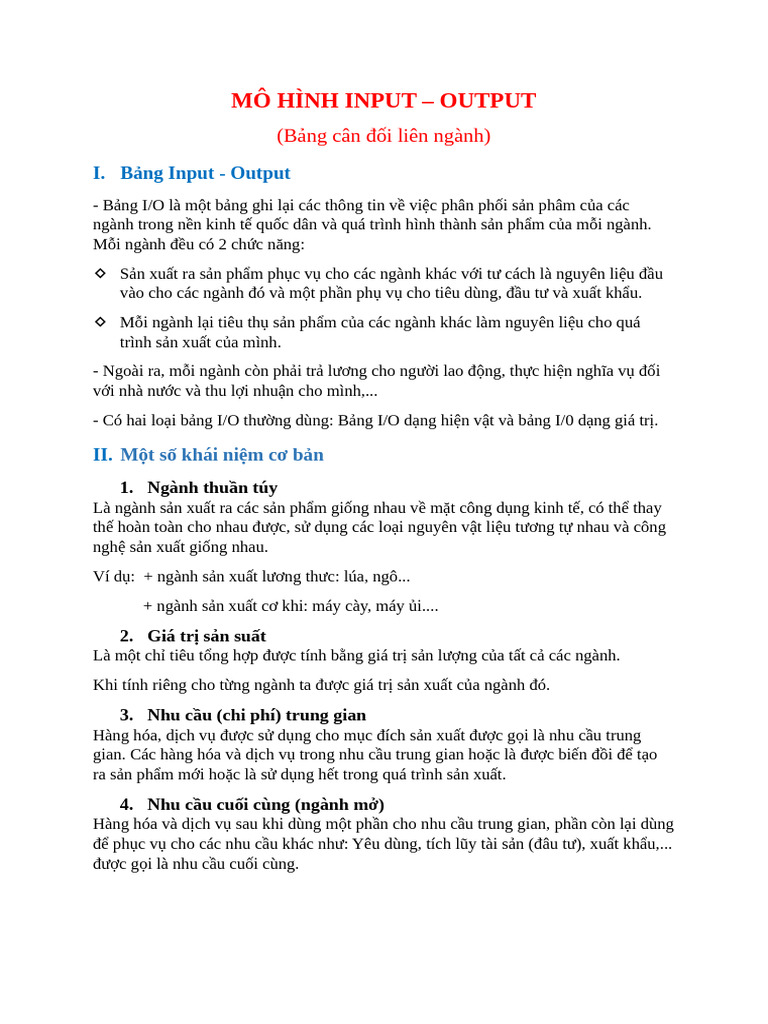 Mô Hình Input - Output | PDF