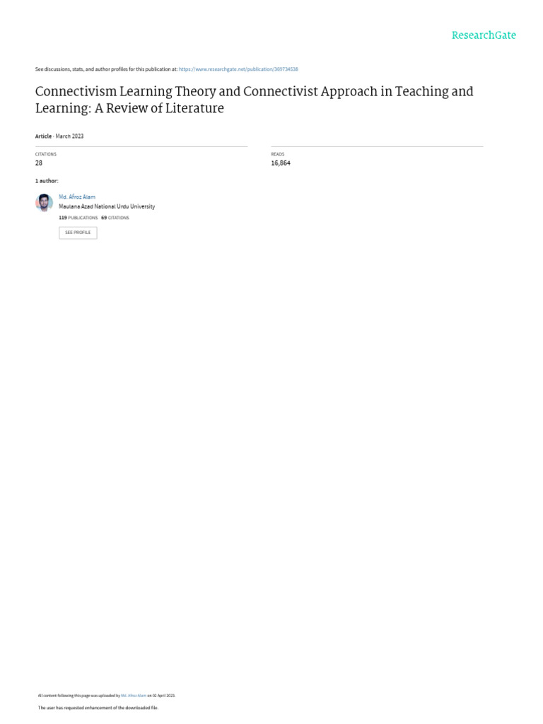 Connectivism Learning Theory and Connectivist Approach in Teaching and ...