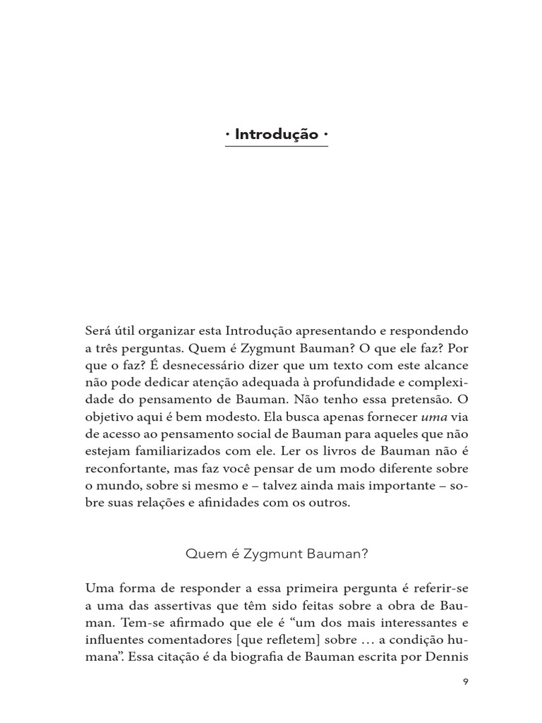Quem foi Zygmunt Bauman? | PDF | Sociologia | Pensamento