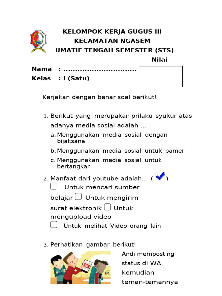 Soal Literasi Digital Kelas 1 Sd Pdf