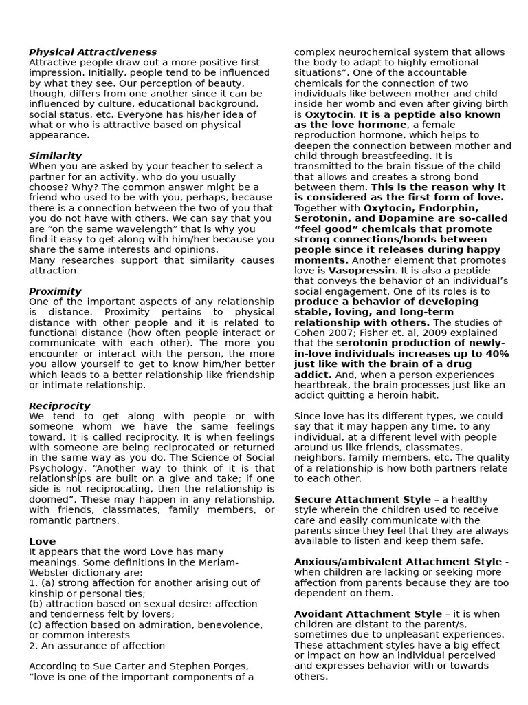 Understanding Attraction and Relationships | PDF | Love | Attachment Theory